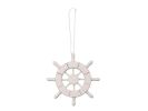 White Decorative Ship Wheel Christmas Tree Ornament 6""